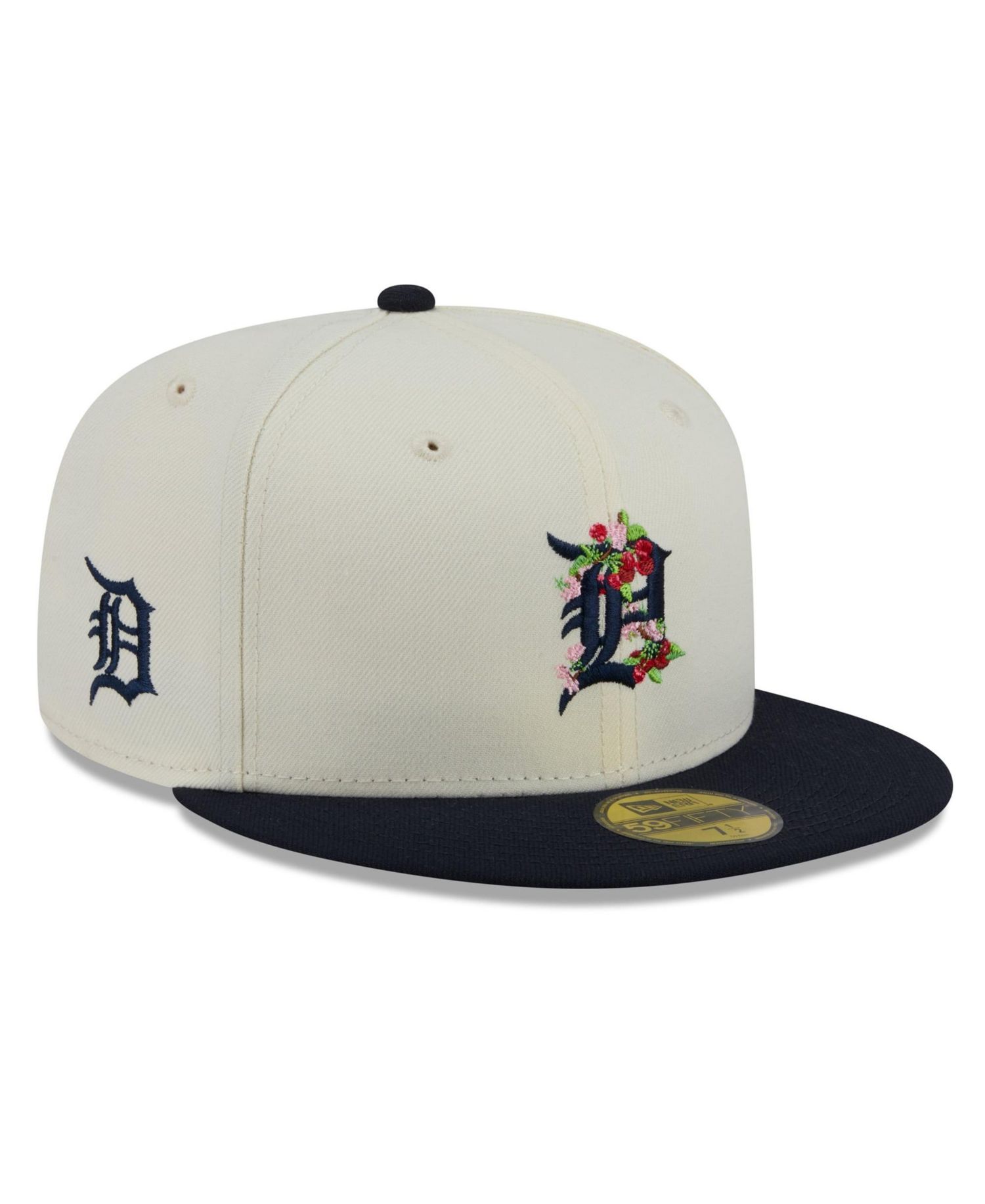 Men's White/Navy Detroit Tigers Blossom 59FIFTY Fitted Hat