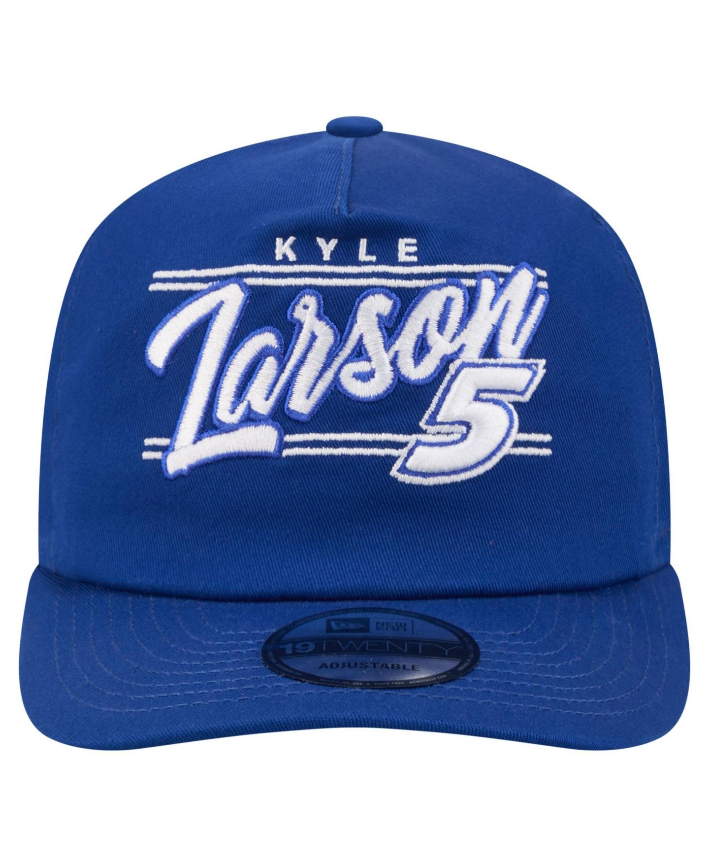 Мужская кепка New Era Blue Kyle Larson Driver Script 19TWENTY Adjustable Hat — фото 2