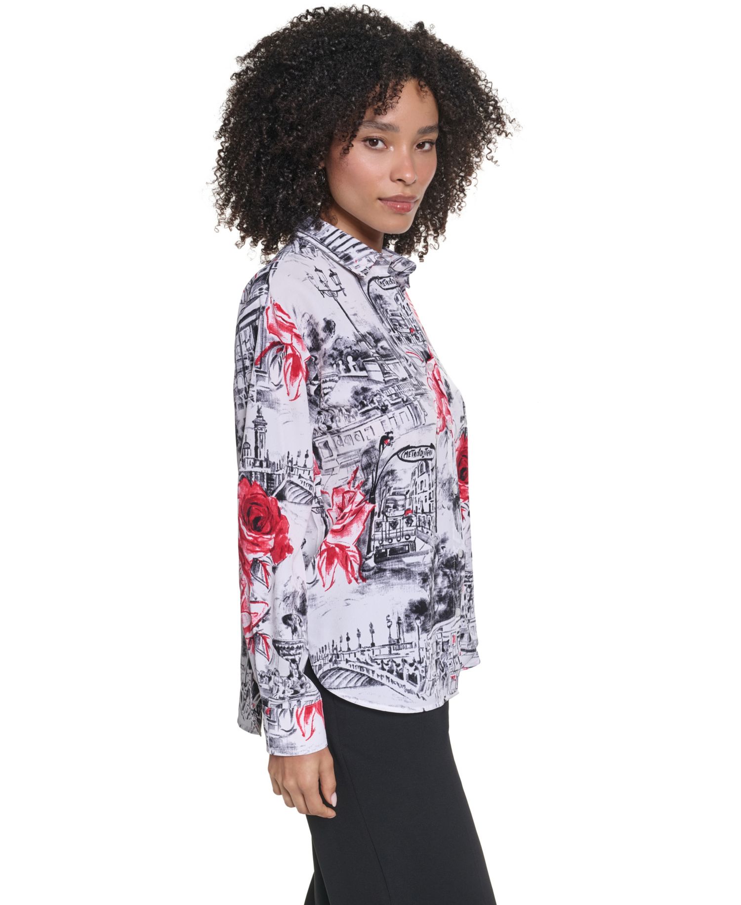 Women's Printed Long-Sleeve Blouse