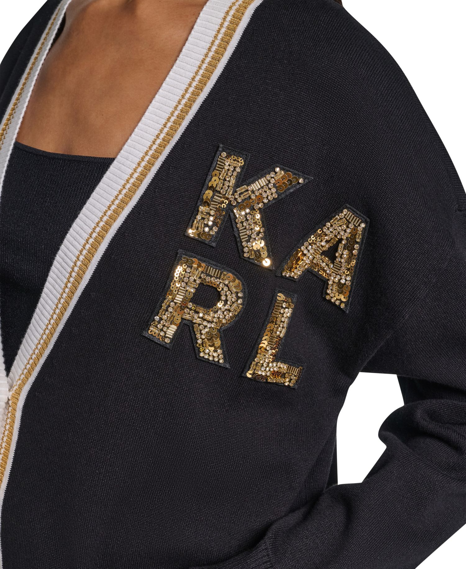 Women's Varsity Oversized Patch V-Neck Cardigan Sweater