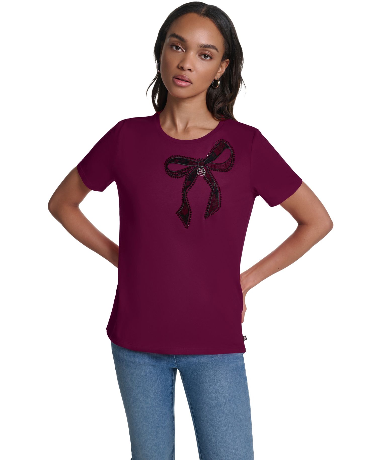 KRL LAGERFELD PARIS Women's Big Bow Logo Short-Sleeve T-Shirt