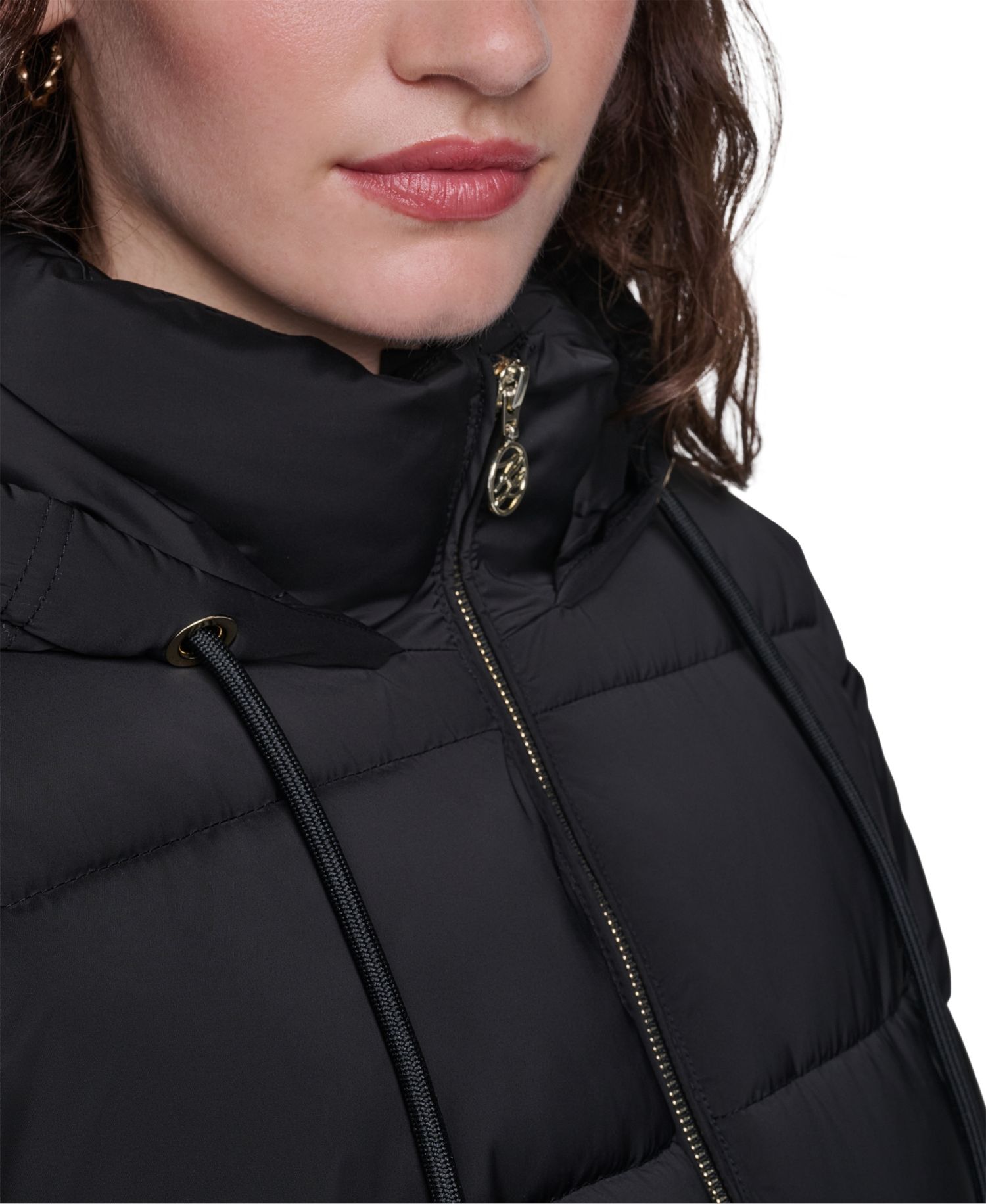 Women's Floral-Embroidered Short Hooded Puffer Jacket