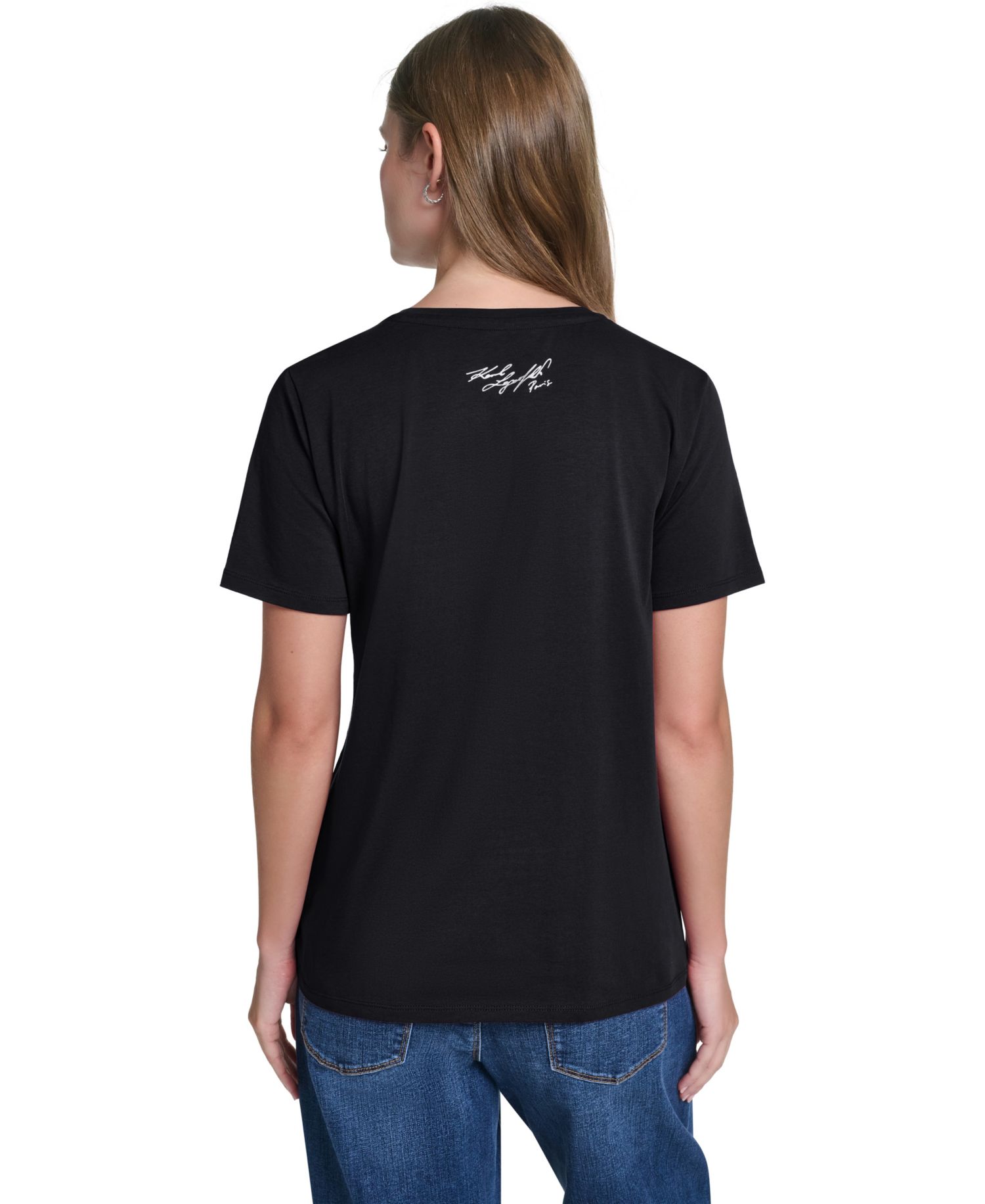 Women's Sparkle Paris Scene Crewneck Short-Sleeve T-Shirt