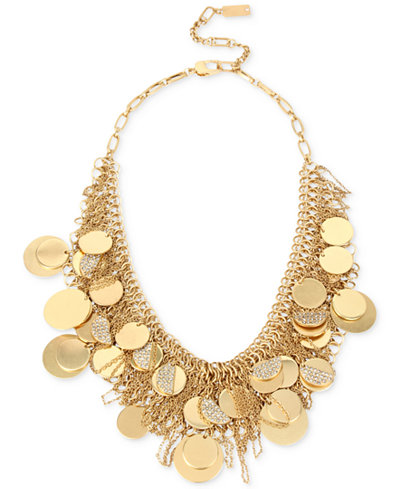 Kenneth Cole New York Gold-Tone Pavé Shaky Disc Mesh Statement Necklace