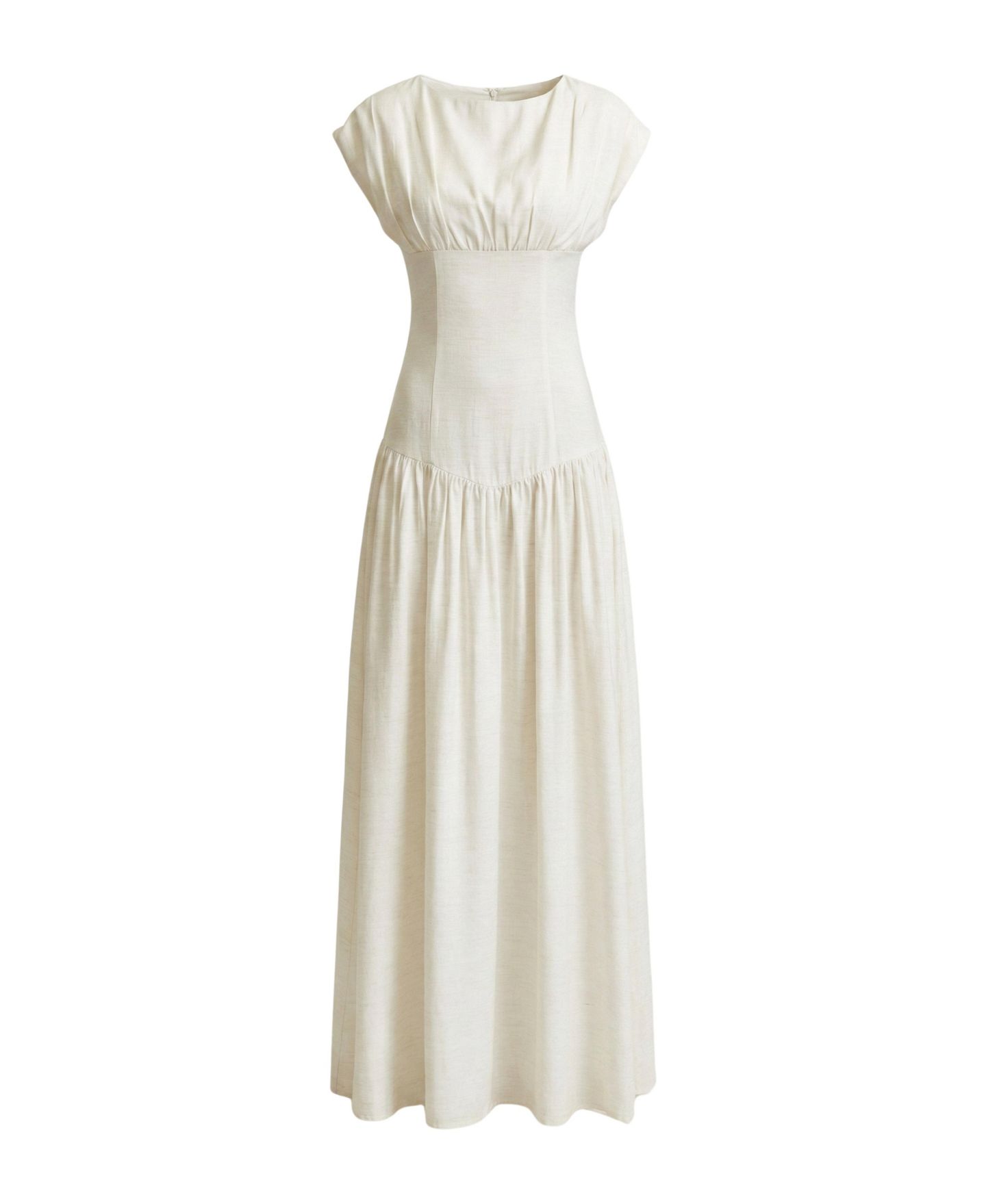 Женское платье Modenaire Cap-Sleeve Gathered Bodice Maxi, цвет: Кремовый — фото 6