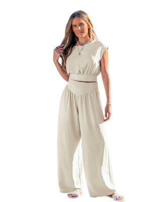 Women's Short Sleeve Tie-Back Matching Sets
