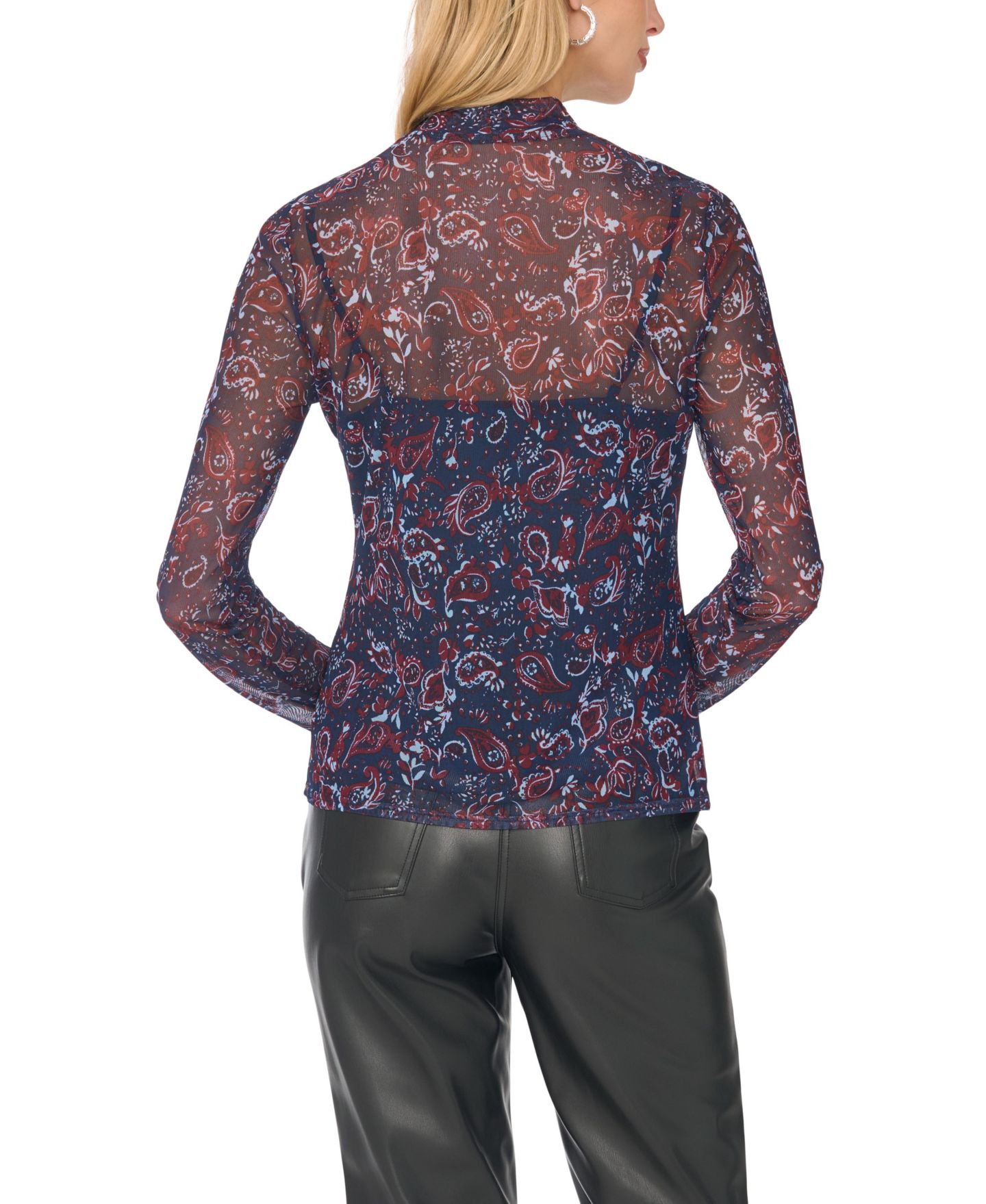 Женский топ Vince Camuto Mock-Neck Long-Sleeve Paisley, цвет: Тёмно-синий — фото 5