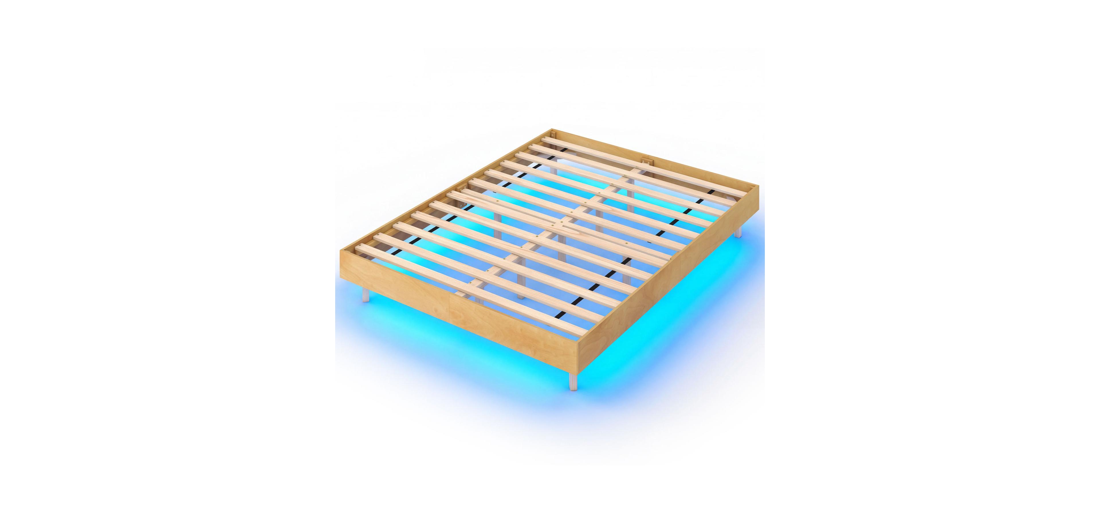 Mecale Twin Full Queen Size Floating Bed Frame with Led Lights for Bedroom Queen