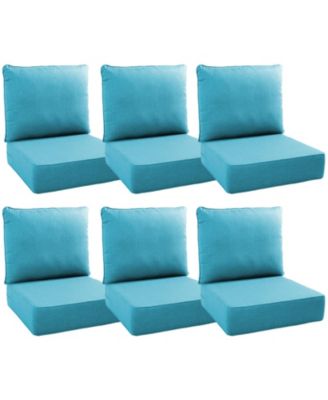 24"x22"x6" Patio Thick Cushions and Pillows Set - Deep Seat Indoor/Outdoor Water and Fade Resistant