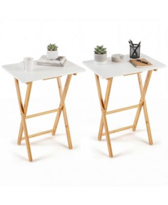 Folding TV Tray Tables Set of 2 for Small Spaces Bedroom and Living Room