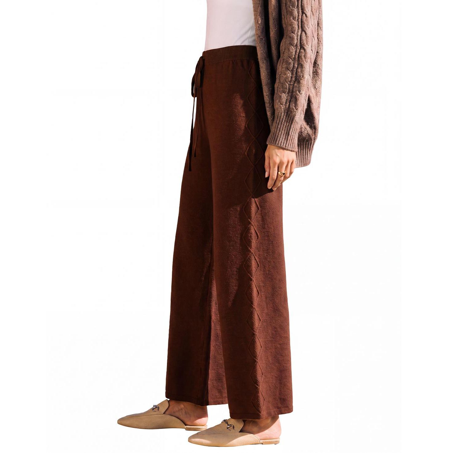 Women's Take a Breather High-Rise Wide-Leg Cable-Knit Pants