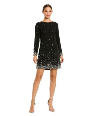 Women's Long-Sleeve Embellished Shift Dress