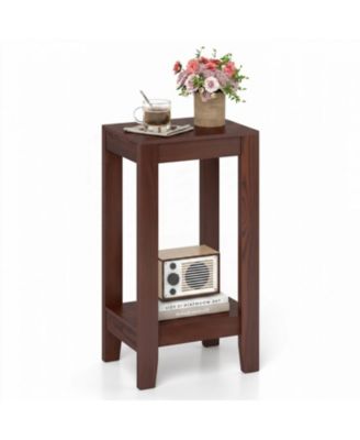 2-Tier Wooden End Table with Shelf for Sofa or Bedside Use
