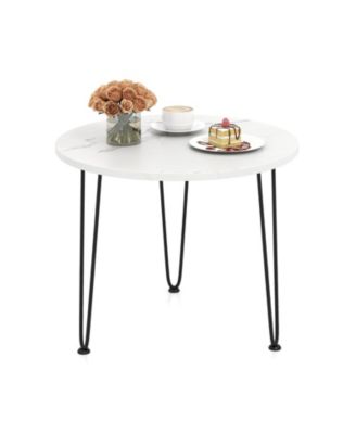 Round Coffee Table with Thickened Tabletop and Metal Tripod Legs