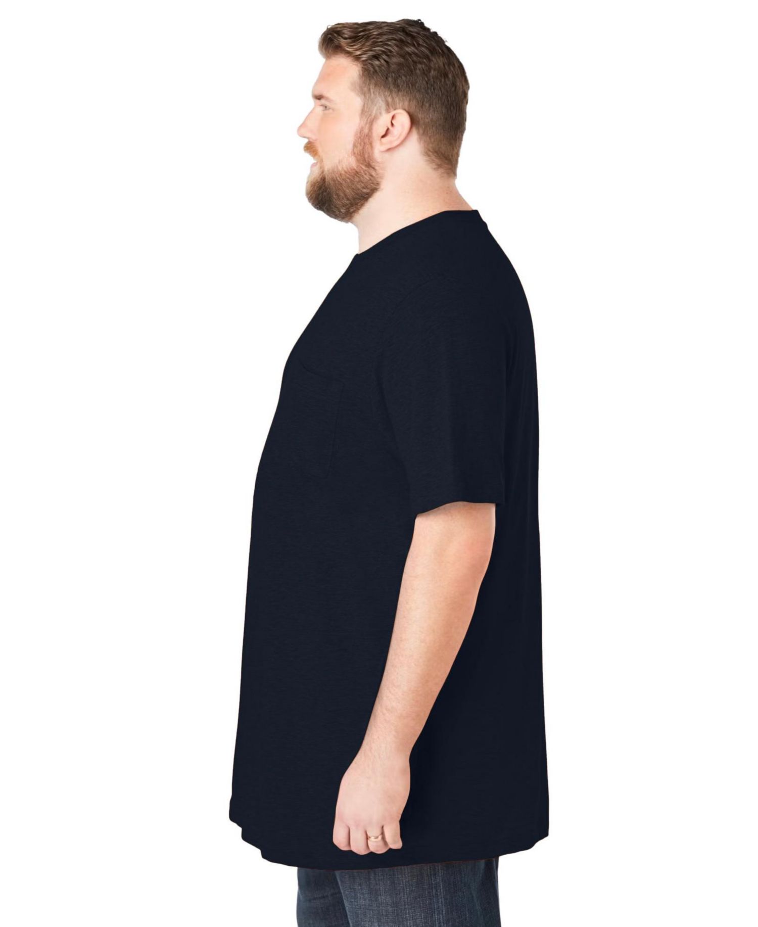 Men's Shrink-Less Lightweight Longer-Length Crewneck Pocket T-Shirt