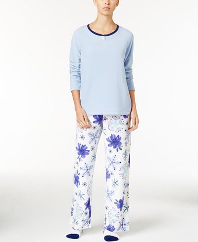 Hue Microfleece Pajama Set with Socks