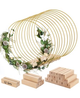 12 Pack Metal Craft Hoop Rings With Stands For Diy Wedding Home Decor
