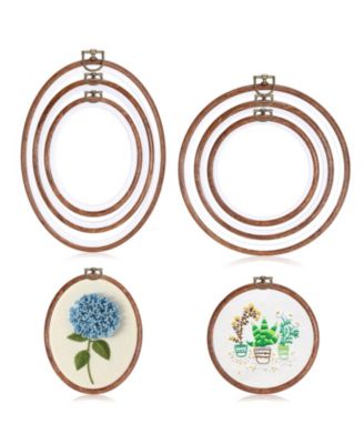 6 Oval Round Embroidery Hoops Kit With Hanging Rings For Display And Crafts