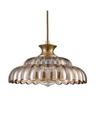 Vintage Amber Glass  Gold Adjustable Kitchen Island Pendant Light Fixture