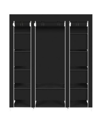 59 Inch Portable Wardrobe Closet with Non-Woven Fabric Organizer