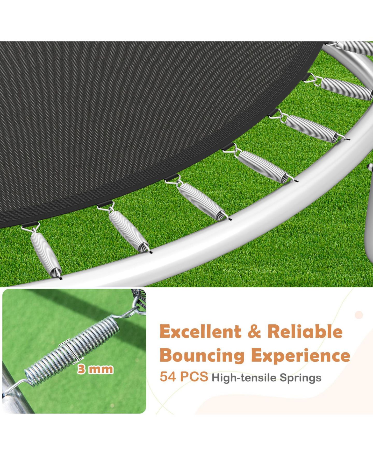 Детская игрушка Mecale 10-Foot Galvanized Steel Trampoline with Safety Enclosure Net, 220-lb Capacity, Ages 3+, цвет: Оранжевый — фото 9