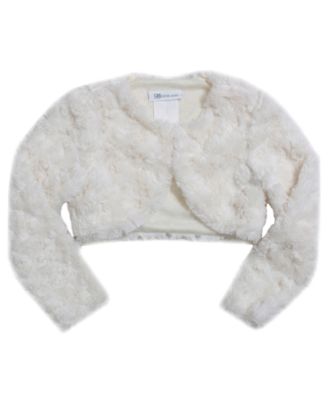 Baby Girls' Cropped Long Sleeve Faux Fur Cardigan