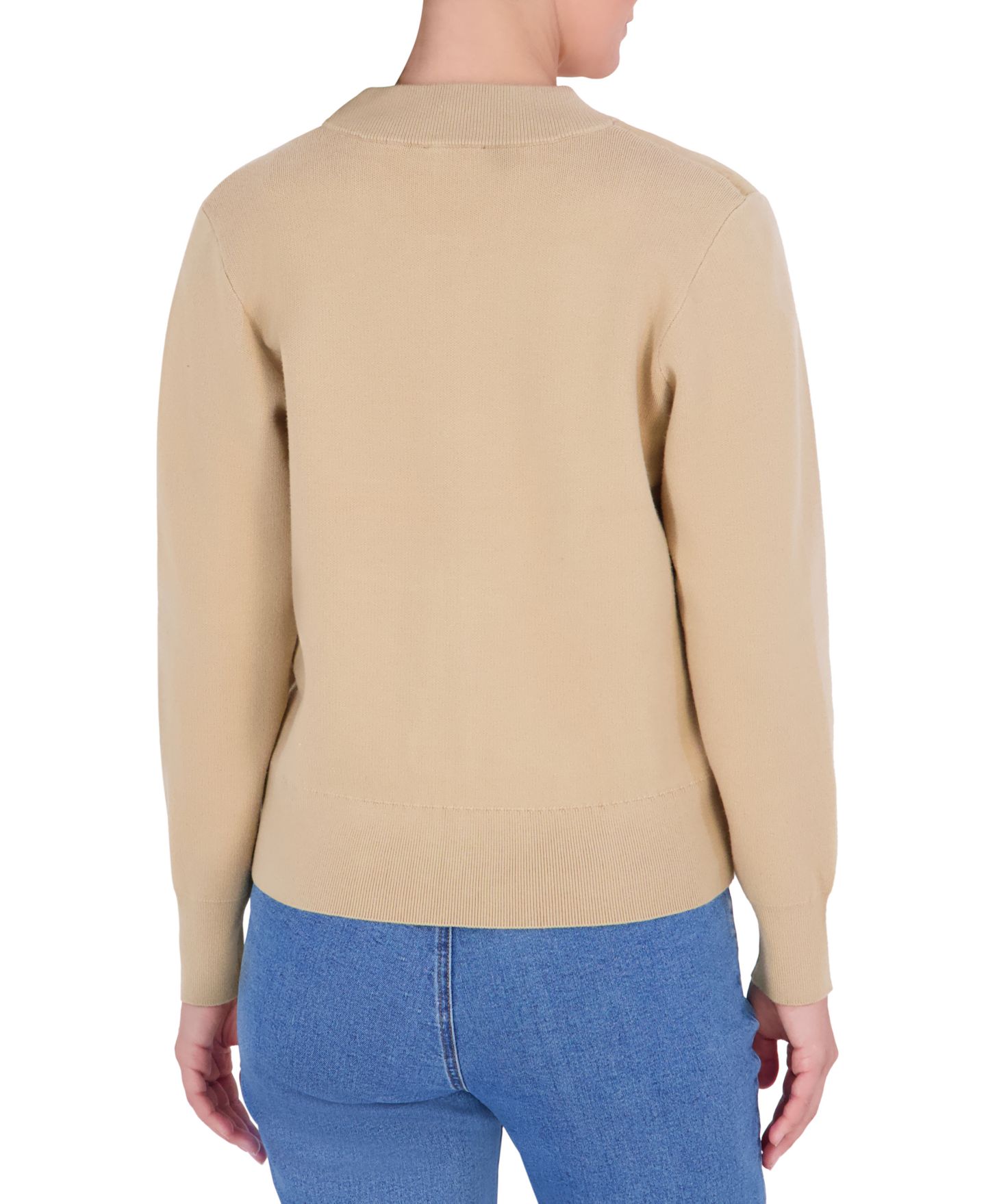 Женская куртка Jones New York Petite Textured Zip-Up Bomber, цвет: Натуральный верблюжий клетчатый — фото 4