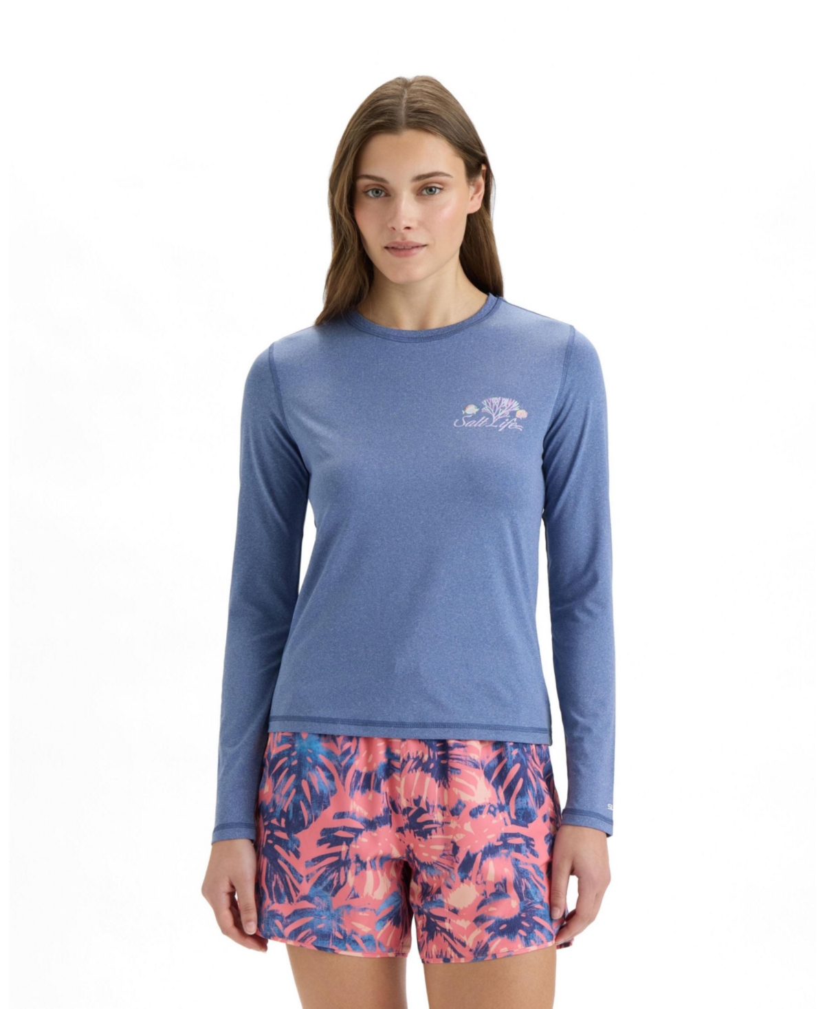 Salt Life Women's Reef Performance Long Sleeve Tee - Indigo heather