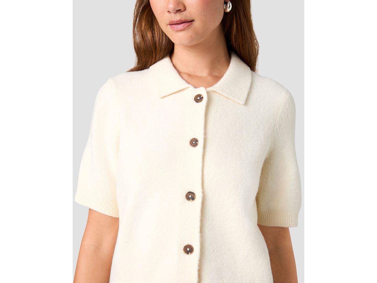 Женский топ French Connection Suzie Short-Sleeve Collared Button-Up, цвет: Кремовый — фото 6