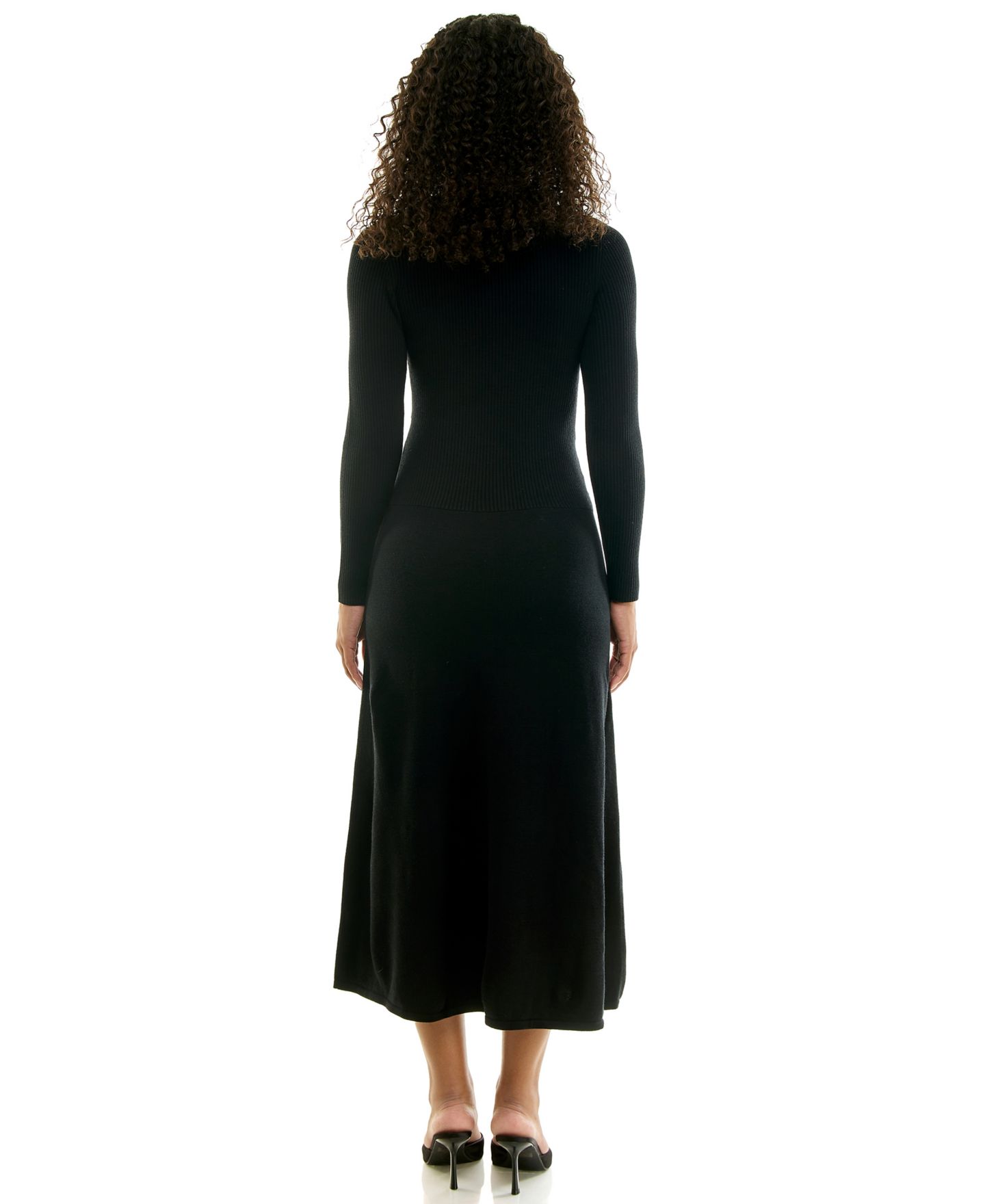 Женское платье INVITEE Juniors' Boatneck Midi Drop-Waist Sweater Dress, цвет: Чёрный — фото 4