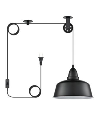 Farmhouse Plug in Pendant Light Pulley Pendant Lamp
