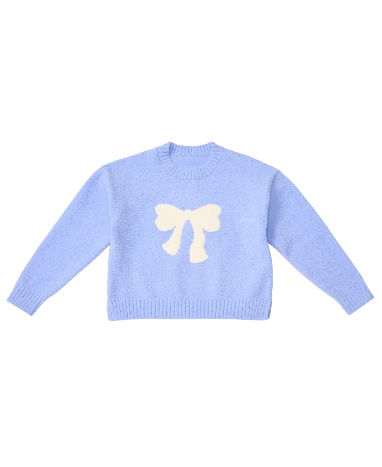 Girls' 7-16 Bow-Detail Long-Sleeve Crewneck Sweater