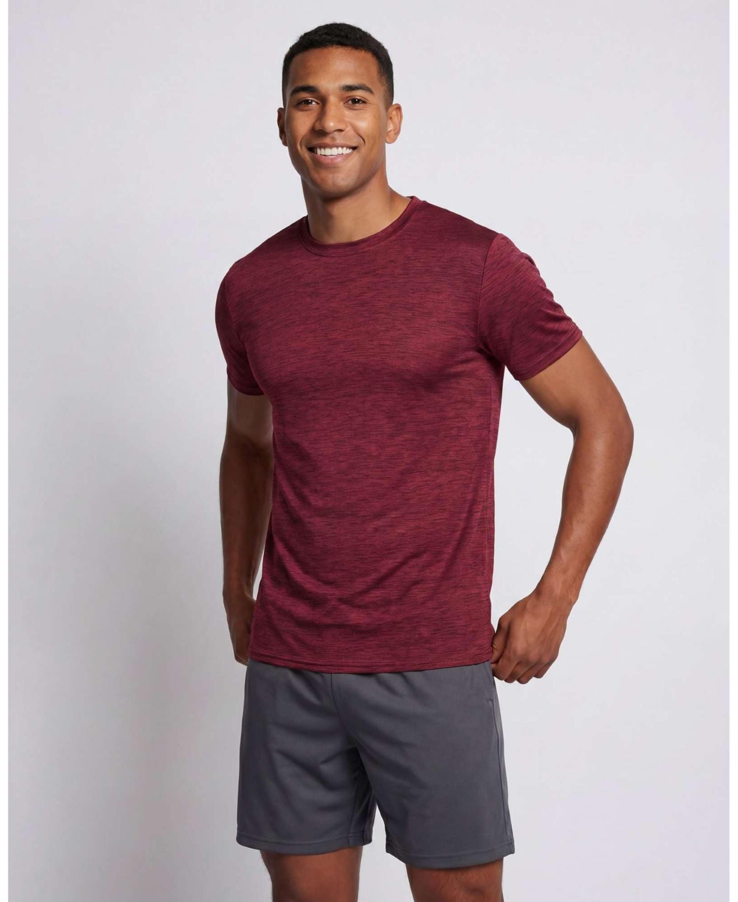 Men's 4-Way Stretch Workout Crew Neck T-Shirts, 5-Piece Set