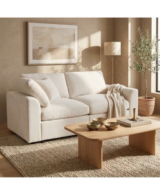 Modern 72.8" Chenille Loveseat Sofa with Wood Frame and Accent Pillow