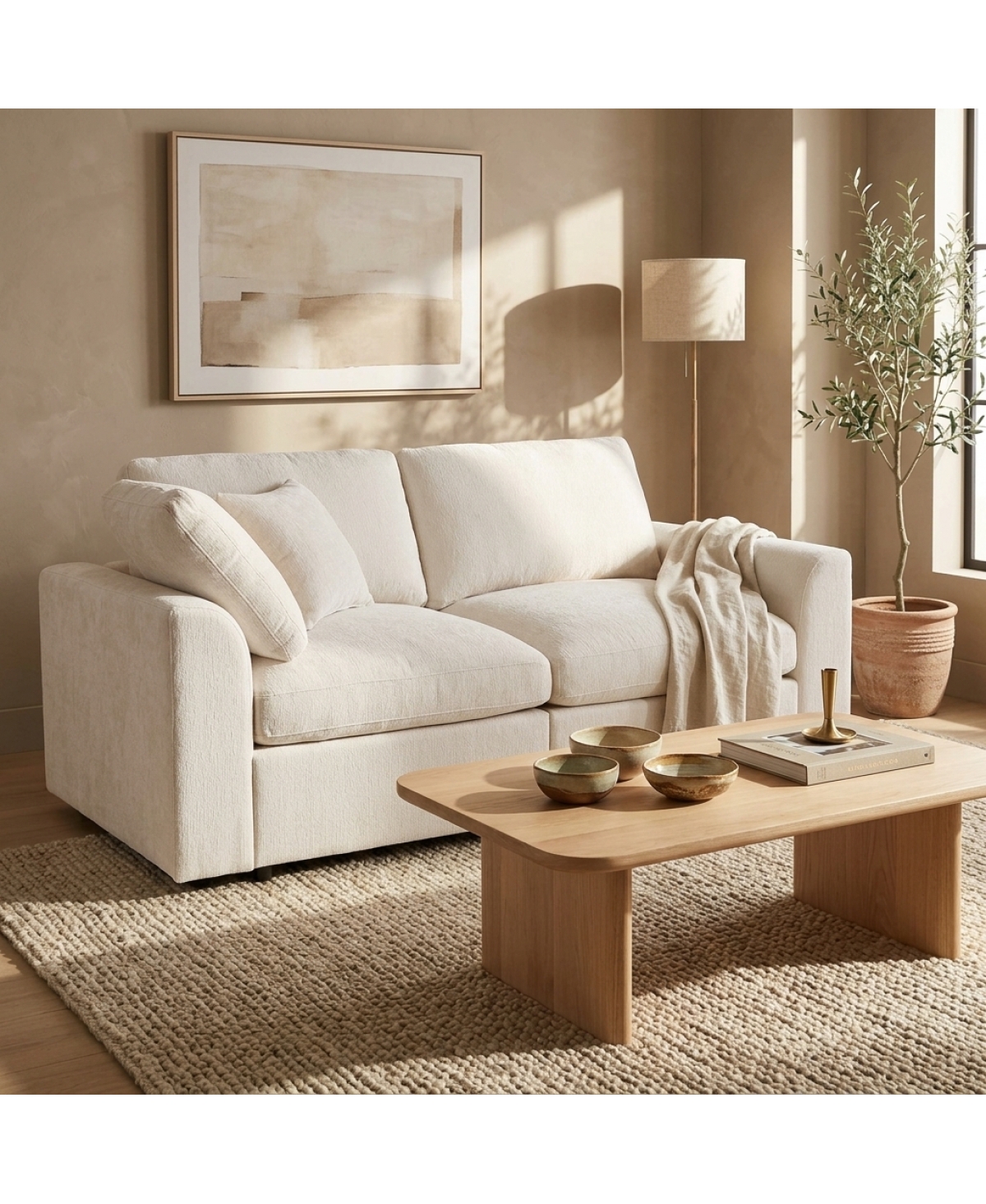 Streamdale Furniture Modern 72.8" Chenille Loveseat Sofa with Wood Frame and Accent Pillow