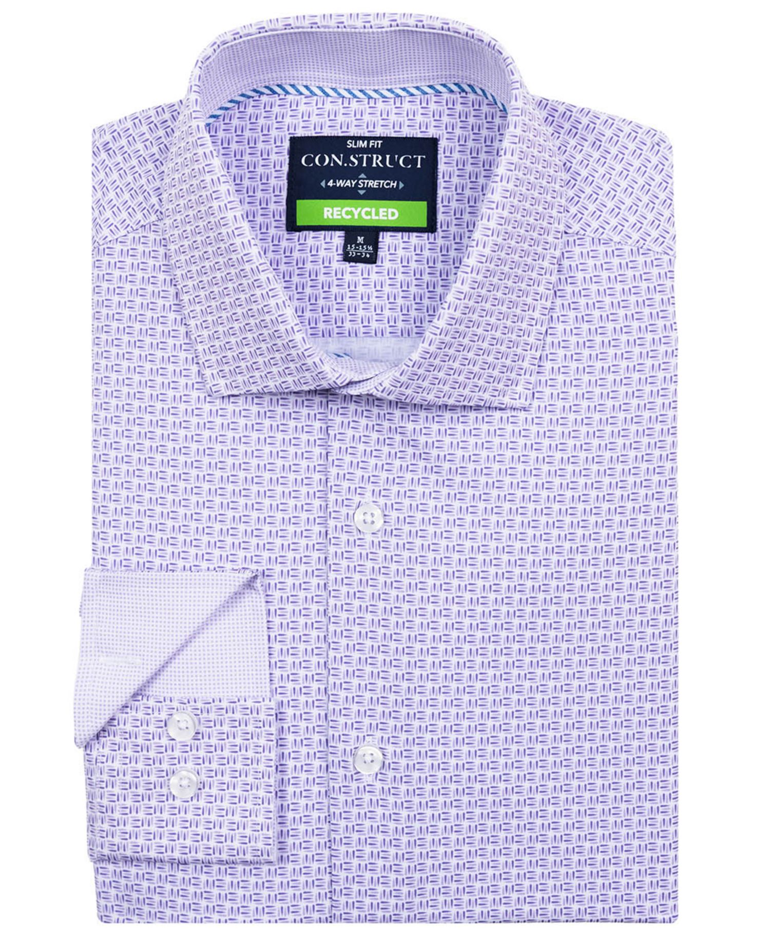 Men's Slim Fit 4-Way Stretch Print Dress Shirt