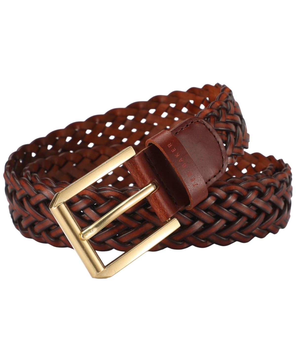 Ted Baker Braided Leather Belt In Brown