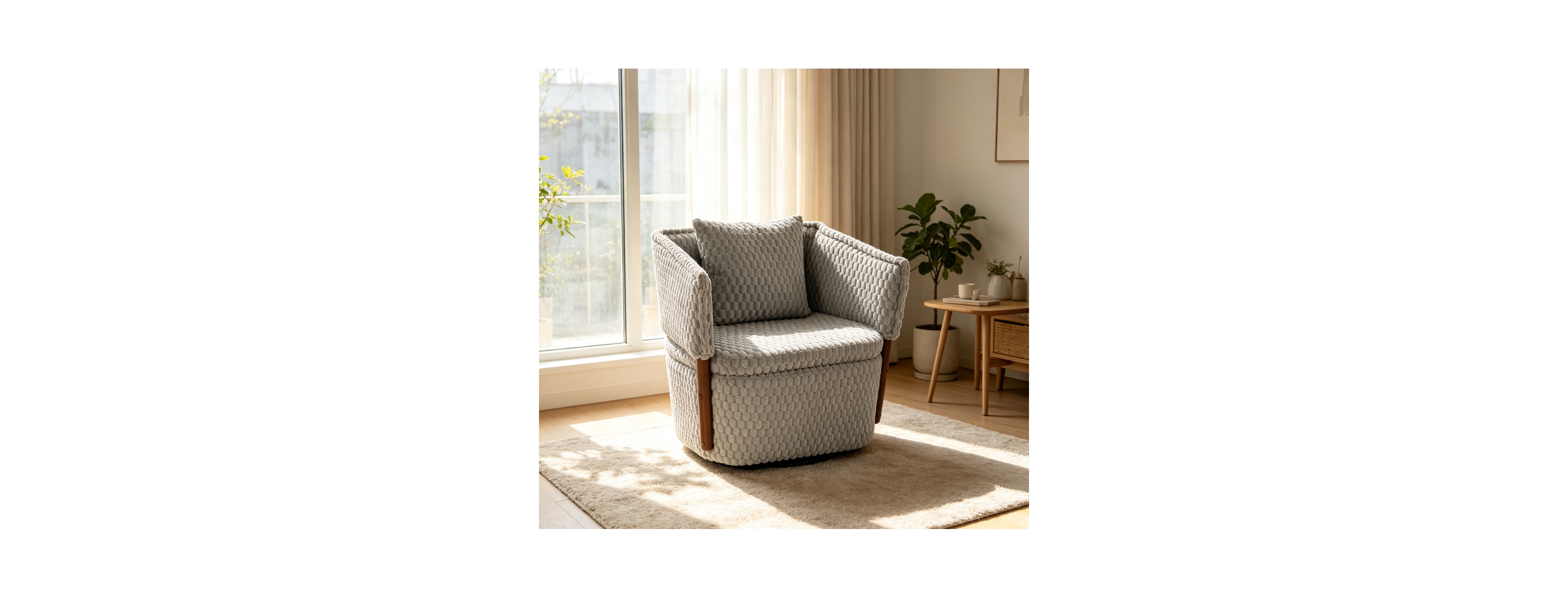 Streamdale Furniture Mid Century Modern Swivel Accent Chair with Storage and Waist Cushion