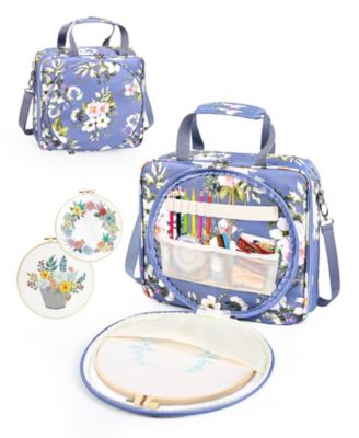 Embroidery Project Bag Organizer Removable Pockets Portable Carrying Tote For Thread Tools
