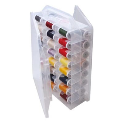 Double Sided 46 Grid Sewing Organizer Portable Plastic Thread Storage Box
