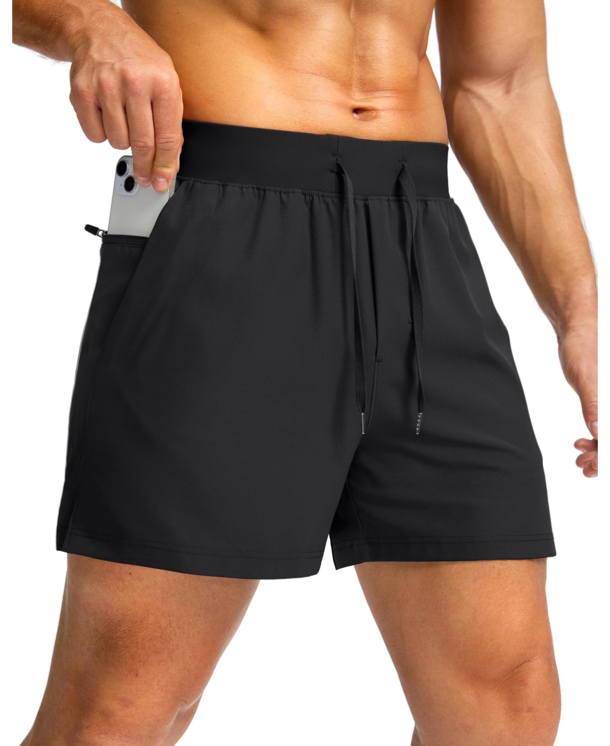 Furlihong Men's Athletic Zipper-Pocket Shorts, 7" Inseam