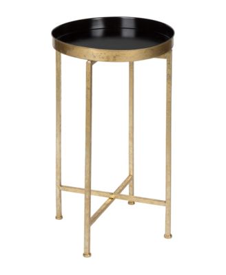 Celia Round Metal Foldable Tray Accent Table Circle End Table, Removable Magnetic Tray Top, Use as Indoor Plant Stand or Mahjong Table