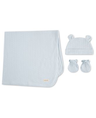 baby girls or baby boys Cotton Blanket, Hat and Mittens, 3-Piece Set