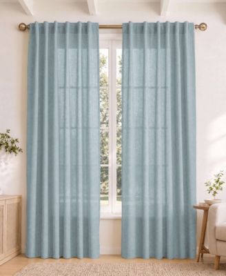 Linen Blend Light Filtering Curtains for Living Room (2 Panels)
