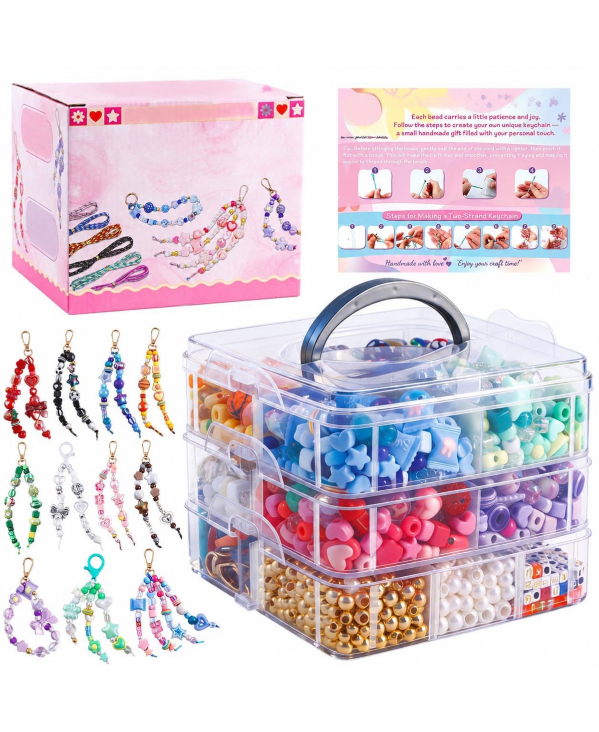 Aeelike Diy Keychain Making Kit Complete Craft Supplies for Bag Charms