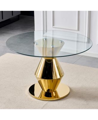 Streamdale 47.25" Modern Round Glass Dining Table