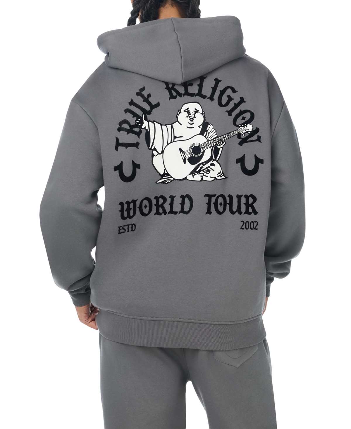 True Religion Men's Arched Buddha Graphic Full-Zip Fleece Hoodie