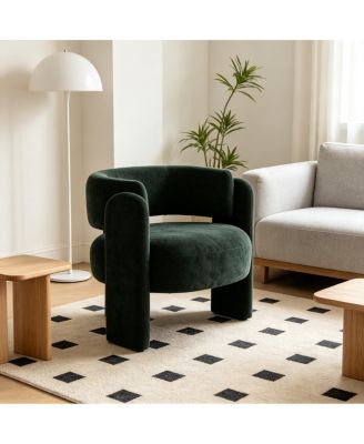 Modern Textured Fabric Curved Barrel Accent Chair