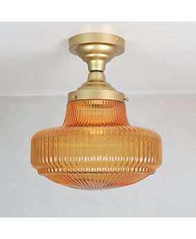 Ceiling Light Amber Glass Shade Schoolhouse Light Fixture Semi-Flush Mount