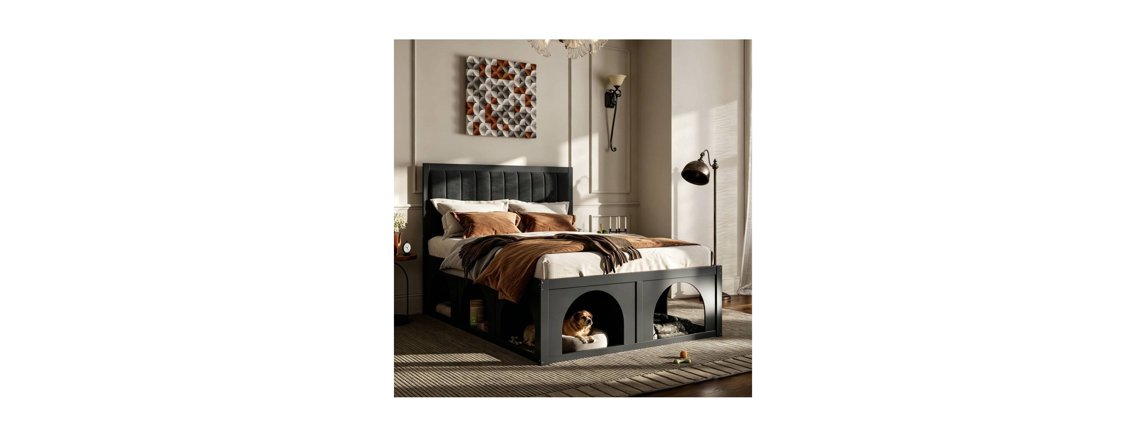 Streamdale Furniture Queen Size Heavy-Duty Pet-Friendly Platform Bed with Under-Bed Nook